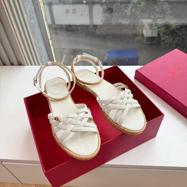 VLTN Bribri Espadrille Sandals White Leather 933615