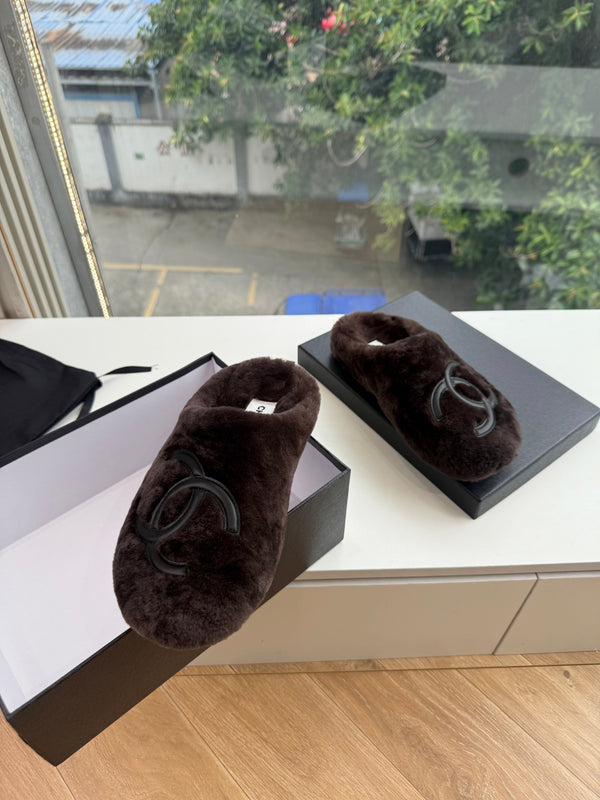 CC 26s Mules Dark Brown Shearling 967543