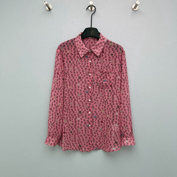 CC 26s Print Long-Sleeve Shirt Pink Polyester 367045