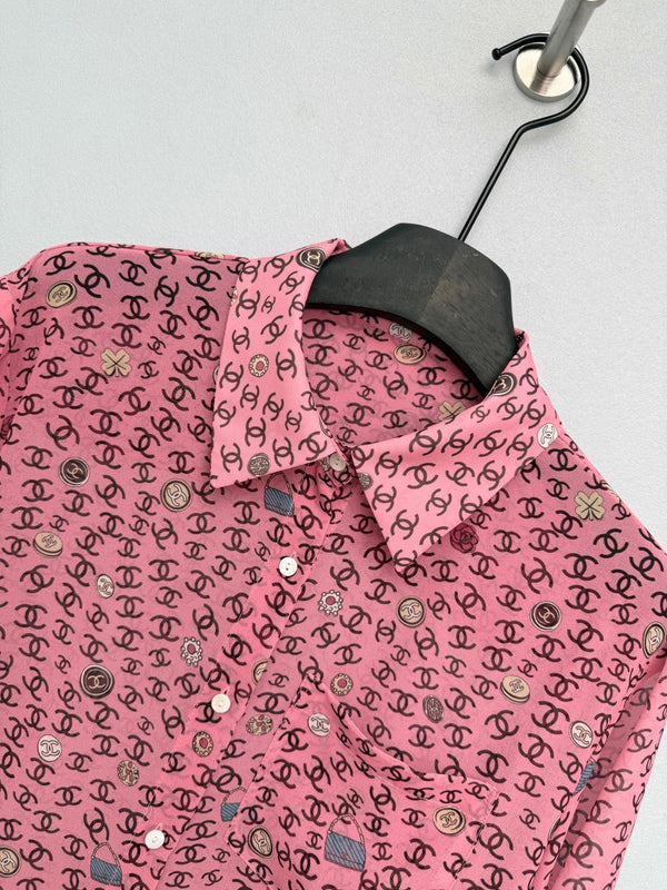 CC 26s Print Long-Sleeve Shirt Pink Polyester 367045