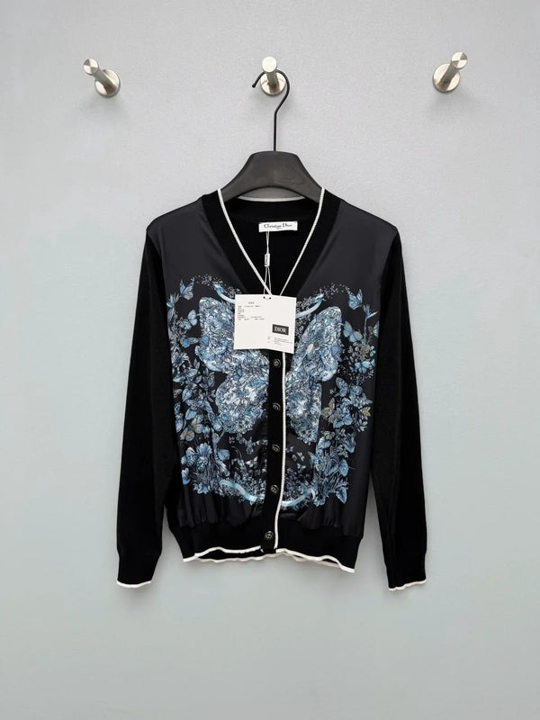 CD 26s Butterfly Floral Patchwork Cardigan Polyester 425176