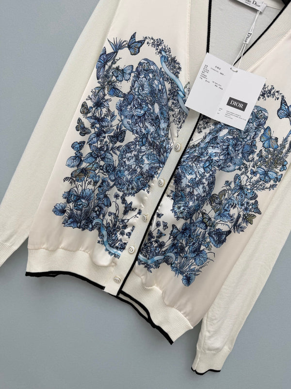 CD 26s Butterfly Floral Patchwork Cardigan Polyester 425176