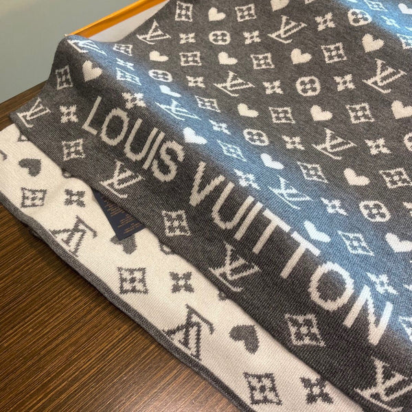 LV Latest Style Scarf 180cm Gray Knitted Cashmere 973141