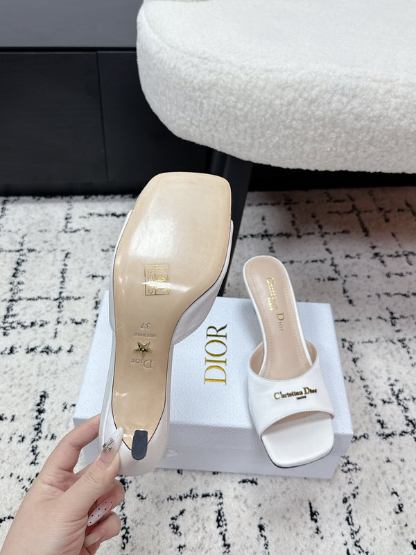 CD Square-Toed Sandal White Satin 617519