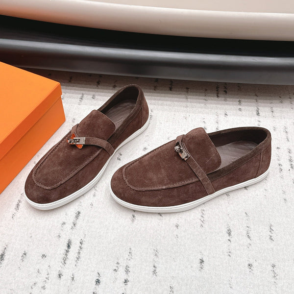 HM 26s Kelly Paris Loafers Dark Brown Suede Silver Hardware