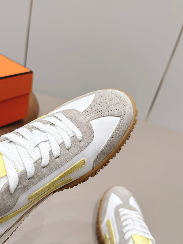 HM 26s Bouncing Sneakers White Light Grey Nylon Suede