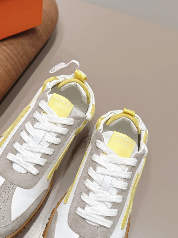 HM 26s Bouncing Sneakers White Light Grey Nylon Suede