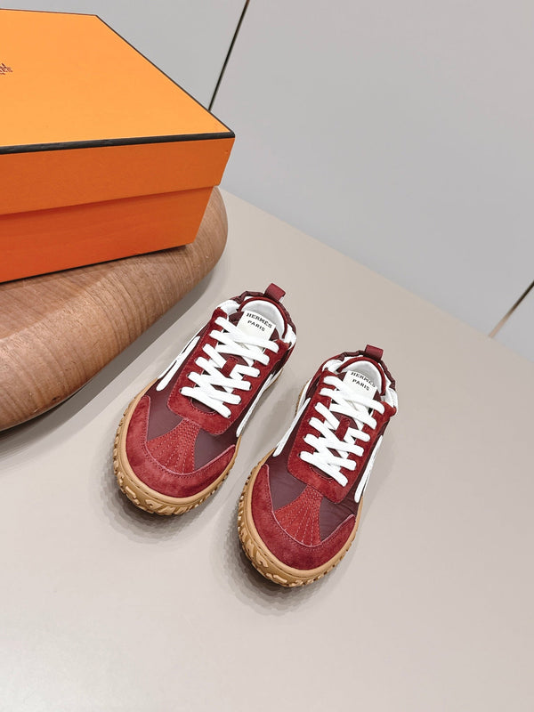 HM 26s Bouncing Sneakers Brown Burgundy Nylon Suede