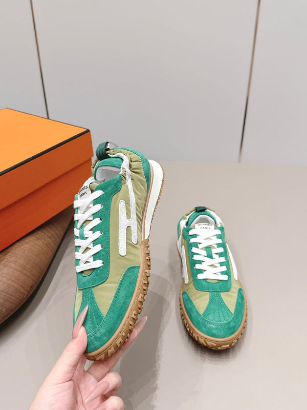 HM 26s Bouncing Sneakers Green Nylon Suede
