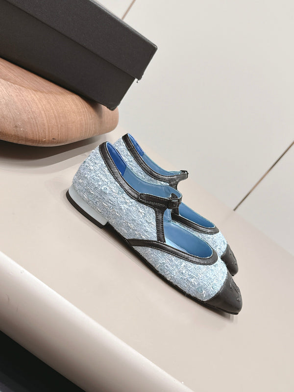 CC 26s Square-toe Ballet Flat Black Blue Sheepskin 875987