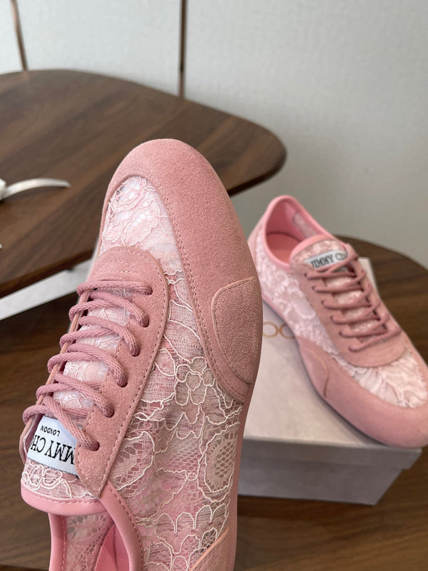 Jimmy Choo Sunny F Sneaker Pink Lace Leather