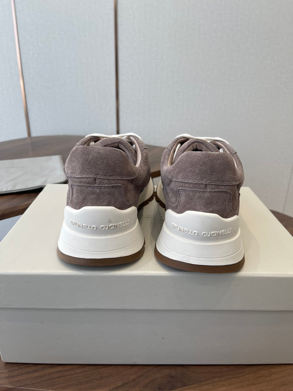 Brunello Runners With Shiny Details Taupe Suede 624481