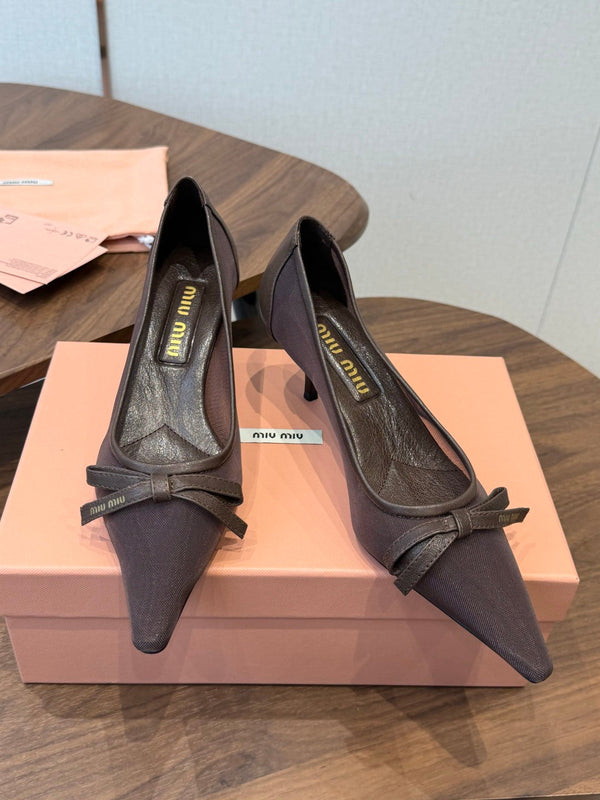 Miu 26s Pump 5.5cm Coffee Canvas 887658