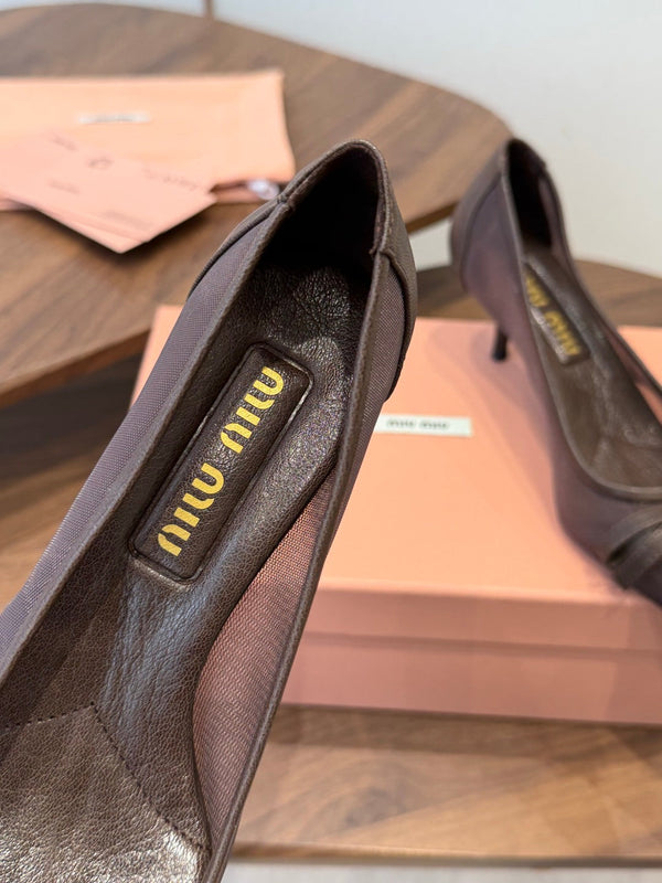 Miu 26s Pump 5.5cm Coffee Canvas 887658