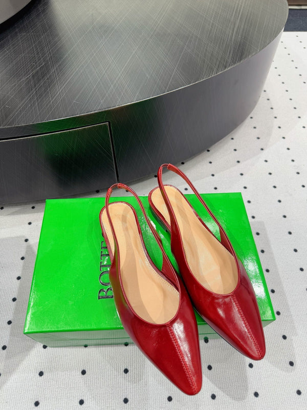 BV 26s Slingback Flats Red Calfskin