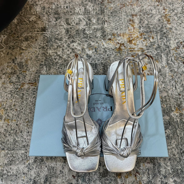 Pra Heeled Sandals 7cm Sliver Leather 804099