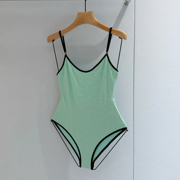 CC 2026 One-piece Swimsuit Mint Green mix Black Cotton 650604
