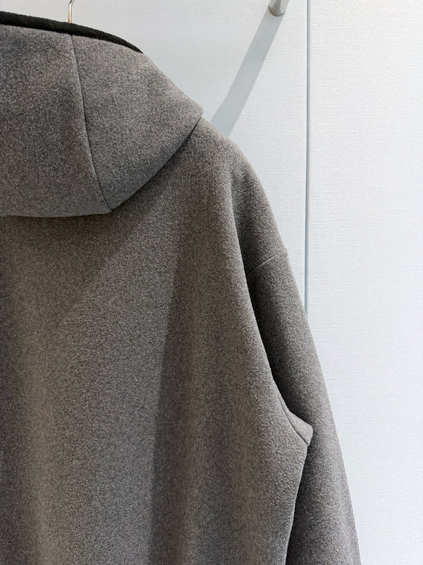Miu 26s Stand-Collar Coat Grey Polyester 418737