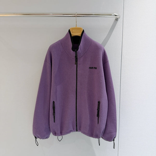 Miu 26s Stand-Collar Coat Purple Polyester 418743
