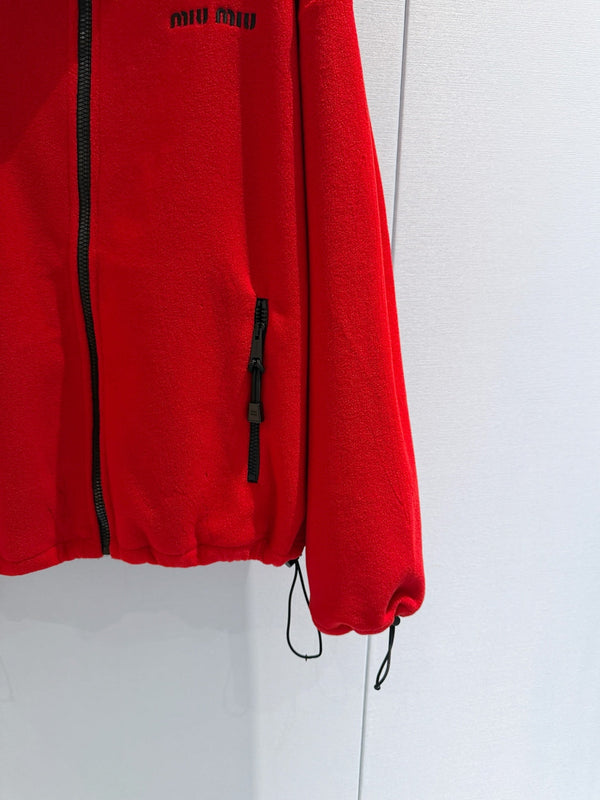 Miu 26s Stand-Collar Coat Red Polyester 418749