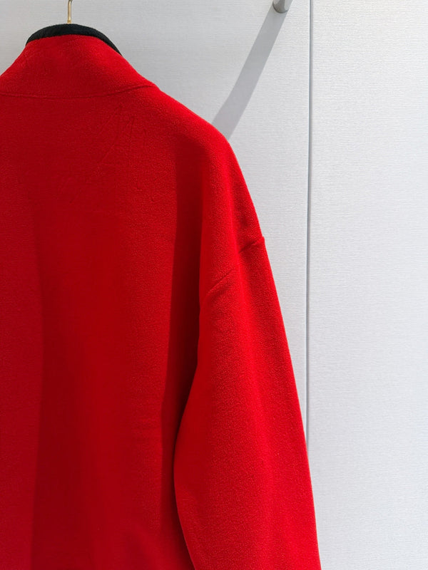 Miu 26s Stand-Collar Coat Red Polyester 418749