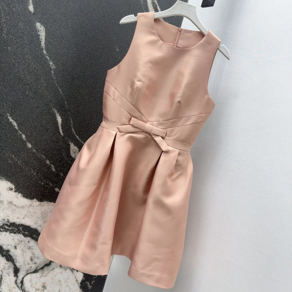 CD 25 Bow Sleeveless Mini Dress Pink Satin