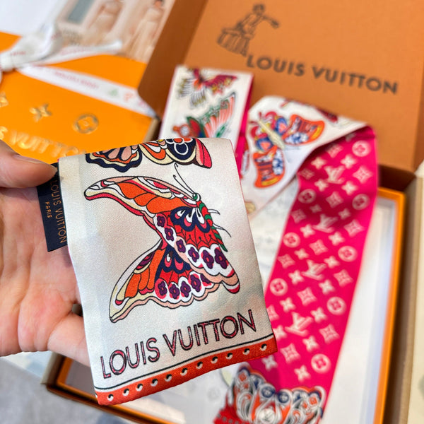 LV Twilly Mini Scarf 86 Pink Silk Twill 967479