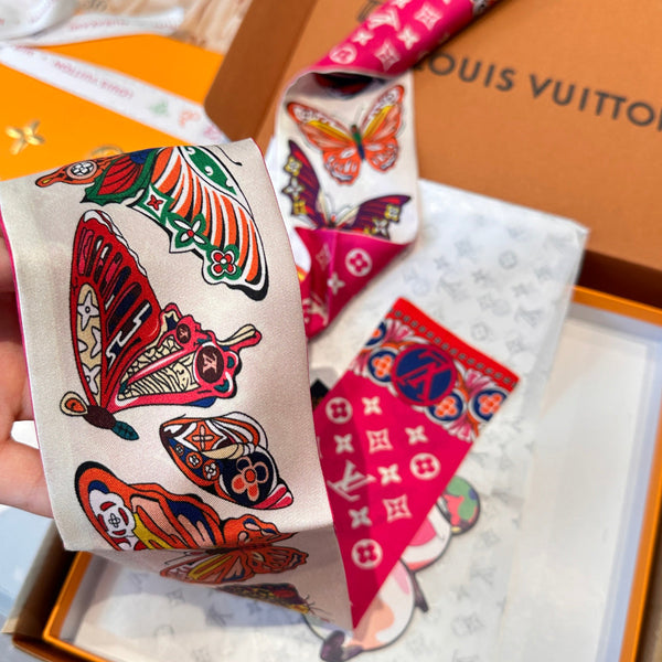 LV Twilly Mini Scarf 86 Pink Silk Twill 967479