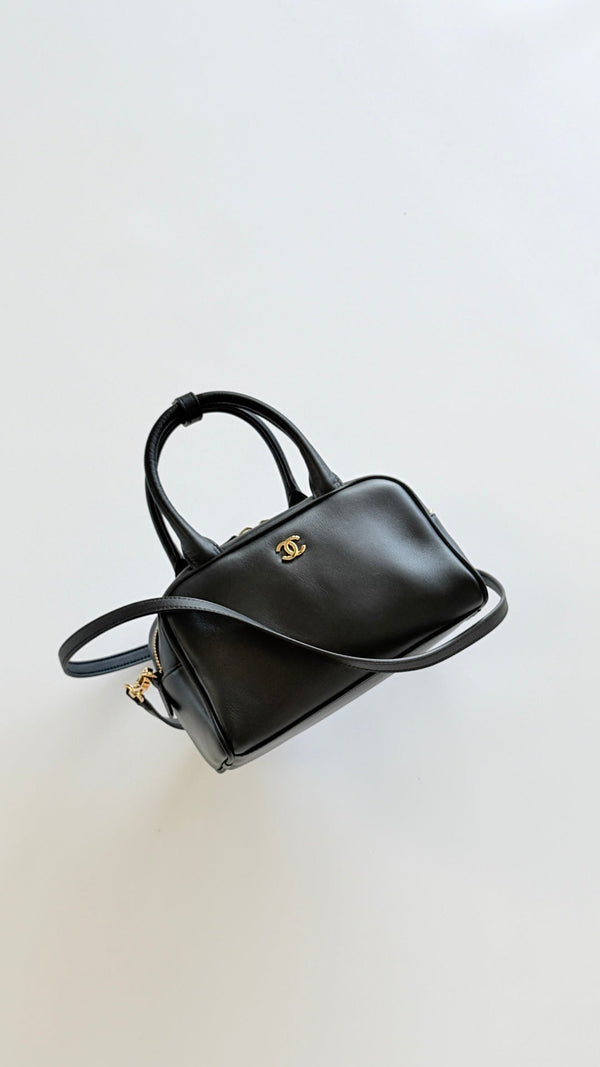 CC 26s Mini Bowling Ball Bag 21cm Black Calfskin