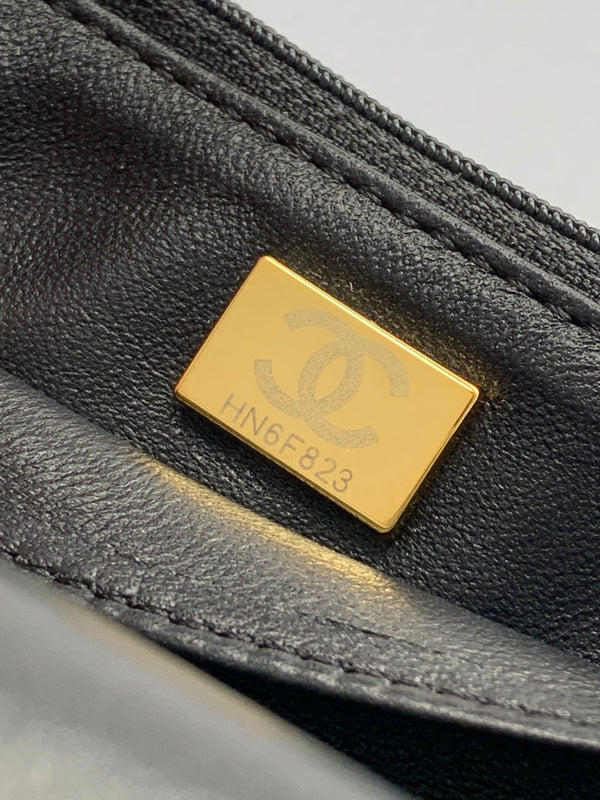 CC Handle Bag 19cm Double C Black Lambskin Gold Hardware