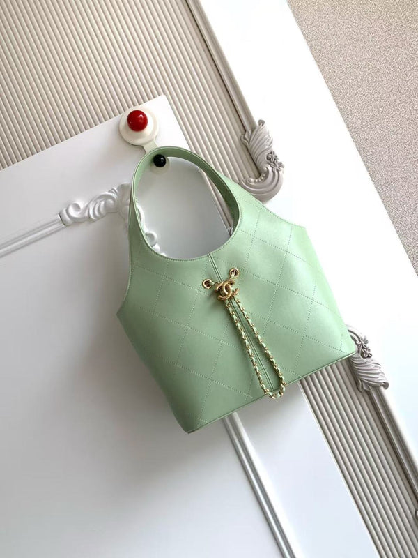 CC 2026 Basket Hobo Bag 35cm Matcha Green Calfskin
