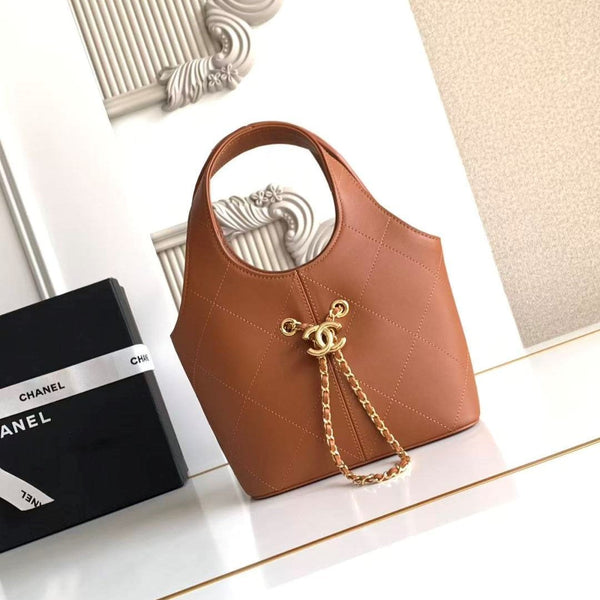 CC 2026 Basket Hobo Bag 27.5cm Brown Calfskin
