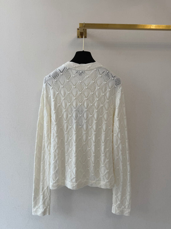 CC 26s Diamond Pattern Knit Cardigan Wool Cotton 423141