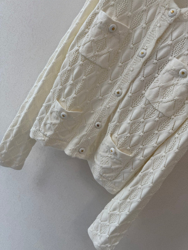CC 26s Diamond Pattern Knit Cardigan Wool Cotton 423141