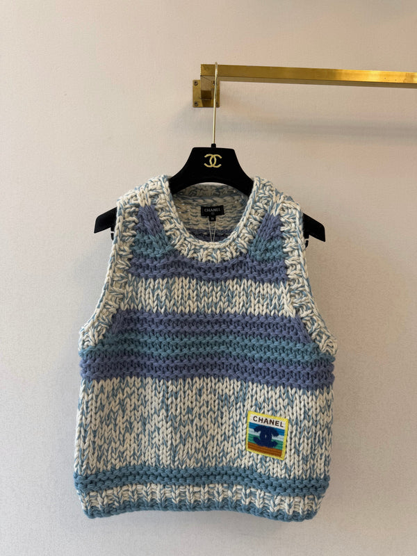 CC 26s Knit Vest Striped Cashmere 429784