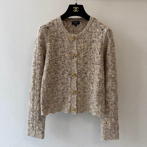 CC 26s Open Knit Cardigan Beige Cotton Wool 429779