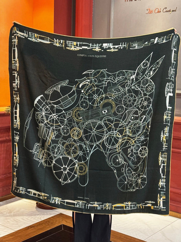 HM 25s Amazing Reversible Scarf 140cm Dark Green Cashmere Silk 970959