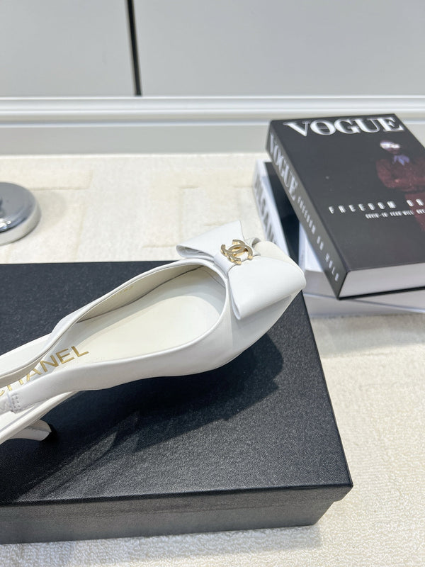 CC 26s Bow Peep-Toe Slingback White Sheepskin 964580