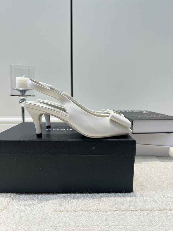 CC 26s Bow Peep-Toe Slingback White Sheepskin 964580