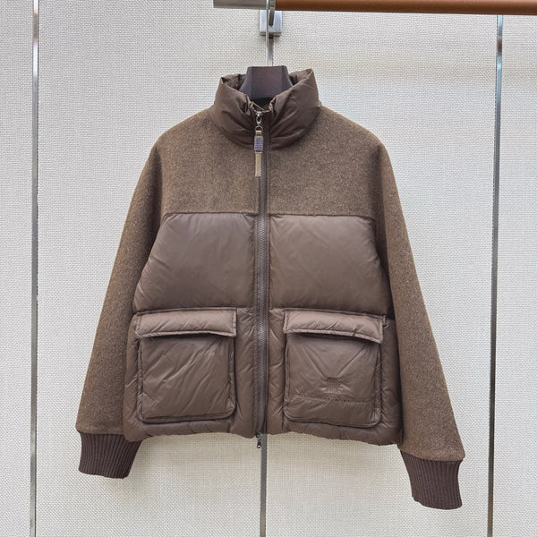 BC 26s Short Puffer Jacket Brown Down Recycled Nylon Fabric 419318