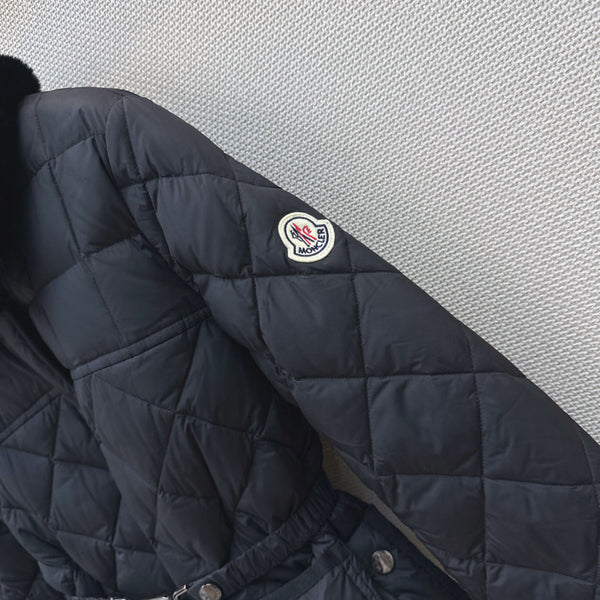 Moncler 26s Cygnes Belted Short Down Jacket Black 419291
