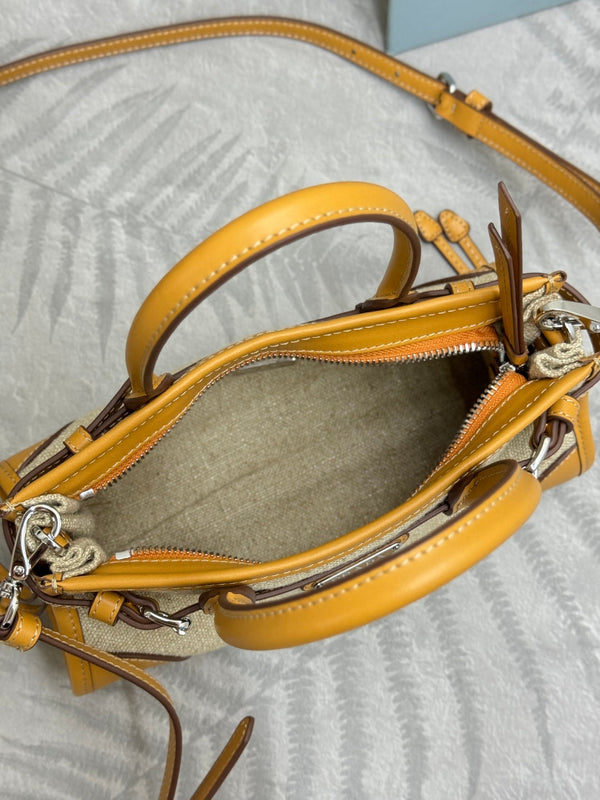 Pra Bonnie Bag 24cm Brown Canvas Leather 293910
