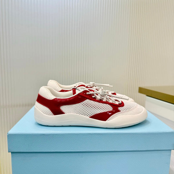 Prad 26s Speedrock Sneakers White Red Patent Leather Mesh Fabric 986639