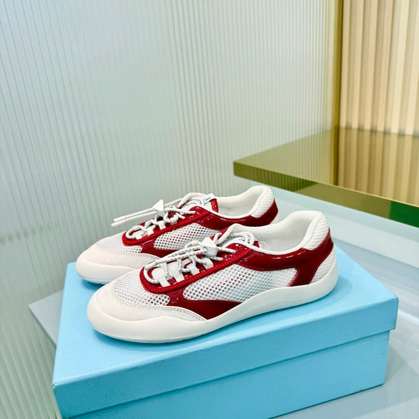 Prad 26s Speedrock Sneakers White Red Patent Leather Mesh Fabric 986639