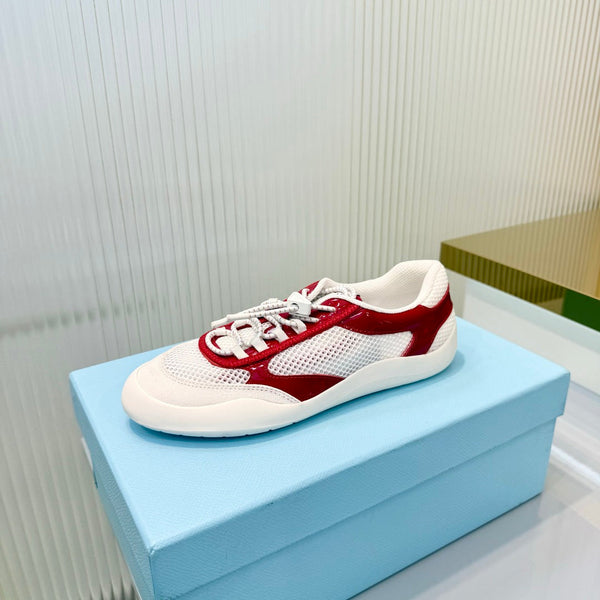 Prad 26s Speedrock Sneakers White Red Patent Leather Mesh Fabric 986639