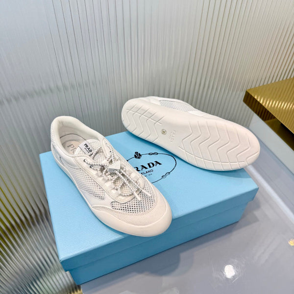 Prad 26s Speedrock Sneakers White Patent Leather Mesh Fabric 986641