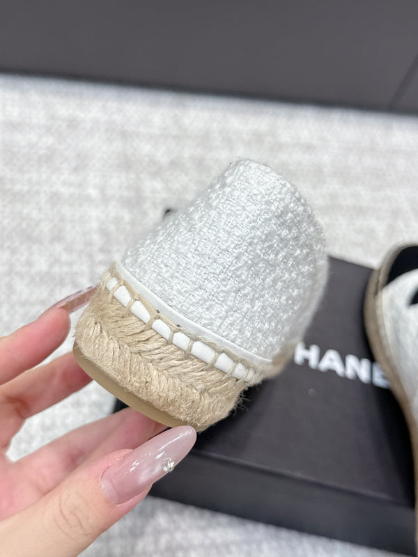 CC Espadrilles Black White Tweed 653919