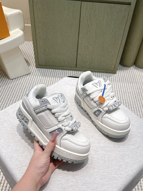 LV Trainer Maxi Sneakers White mix Gray Calf Leather 515190