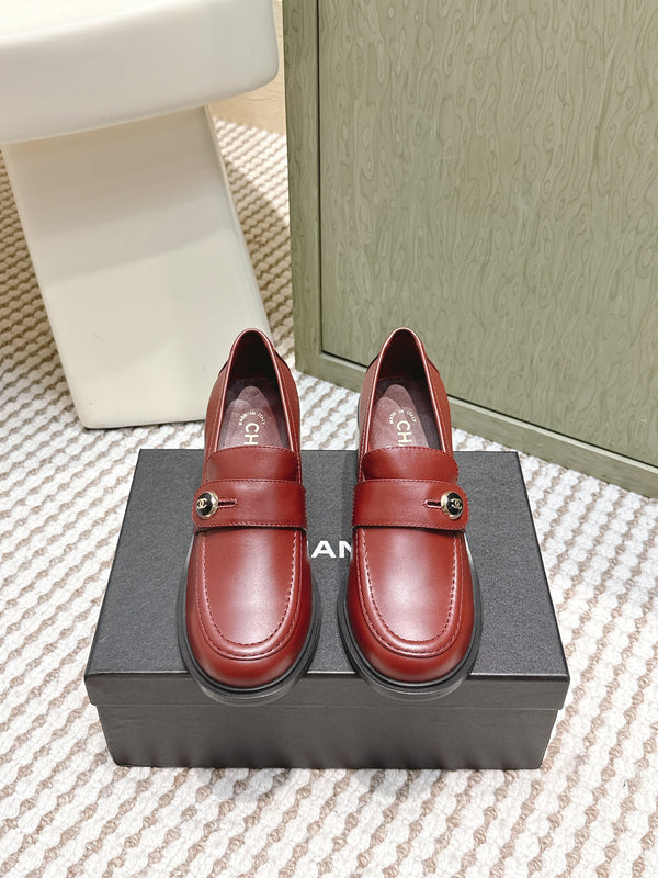 CC 26SS Loafers 6cm Burgundy Cowhide 653498