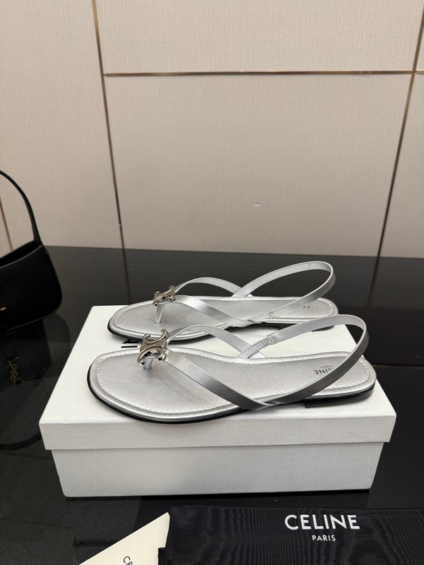 CL Biki Sandal Sliver Calfskin 725674